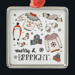 Merry & Brrright Winter Clothing Christmas Metal Ornament<br><div class="desc">Make celebrating the holidays with cute winter clothing themed ornament.</div>