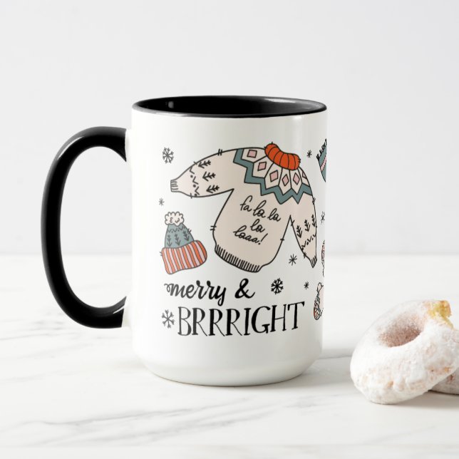 Merry & Brrright Winter Clothing Christmas Mug (With Donut)
