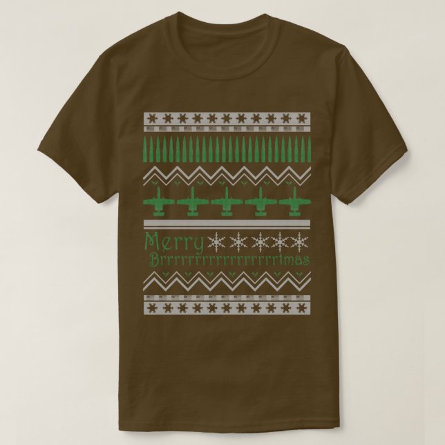 Merry Brrrrrrrtmas A10 Warthog Ugly Christmas Swea T-Shirt (Design Front)