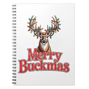 Merry Buckmas Deer Head Hunting Holiday Christmas Notebook
