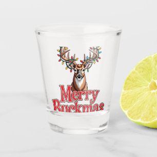 Merry Buckmas Deer Head Hunting Holiday Christmas Shot Glass