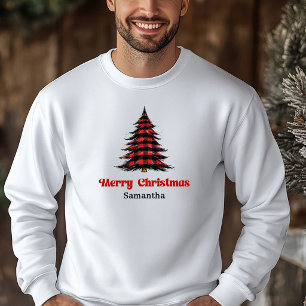 Merry Buffalo Plaid Tree Christmas Hoodie Winter