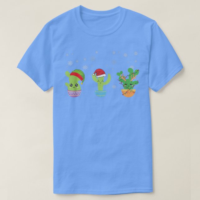 Merry Cactmas Santa Cactus Funny Christmas Succule T-Shirt (Design Front)
