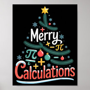 Merry Calculations Funny Math Teacher Christmas Poster