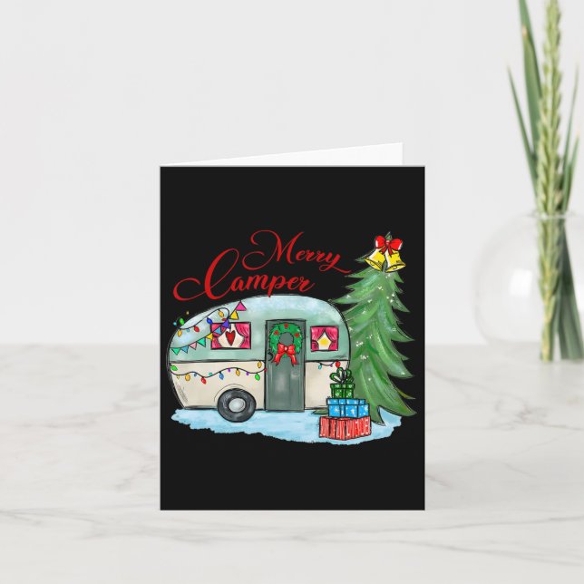 Merry Camper Christmas Santa Camper Camping Truck  Card (Front)