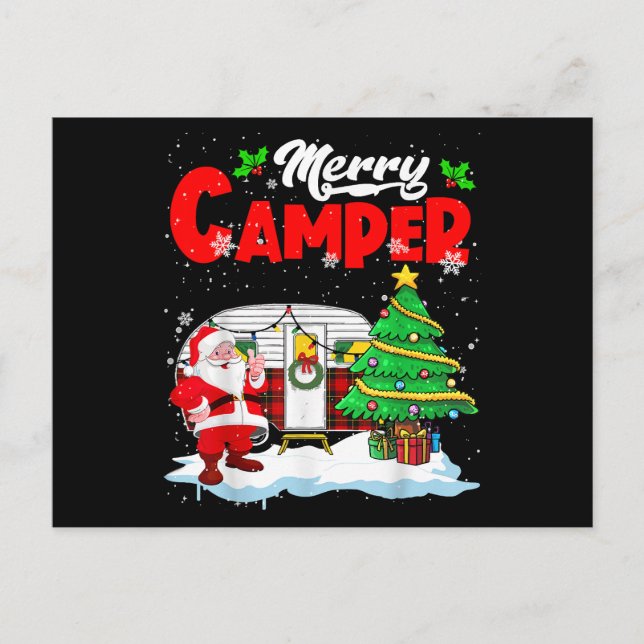 Merry Camper Christmas Santa Camper Camping Truck  Holiday Postcard (Front)