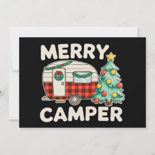 Merry Camper Vintage Christmas Tree Decor Xmas Invitation