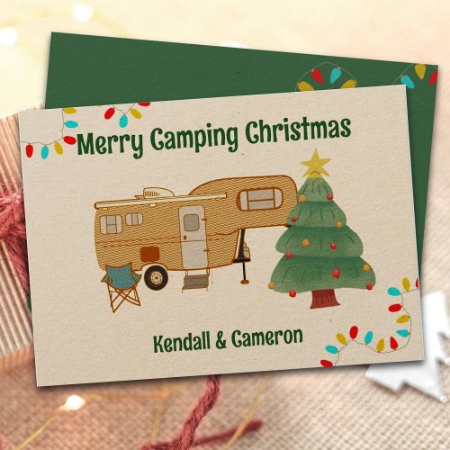 Merry Camping Christmas Fifth Wheel Greeting Card