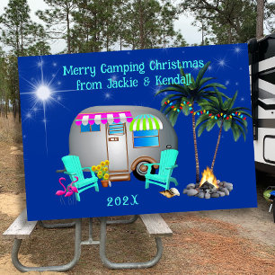 Merry Camping Christmas Silver Trailer Star Cards