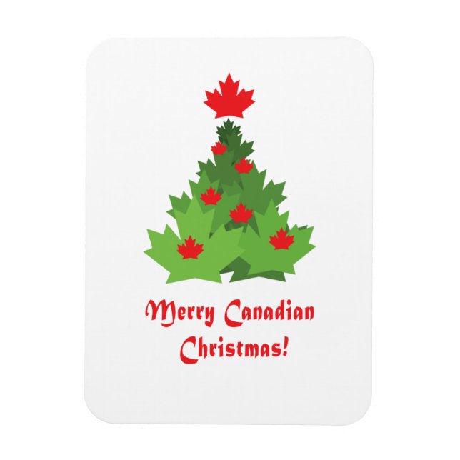 Merry Canadian Flag Maple Leaf Christmas Tree Magnet (Vertical)