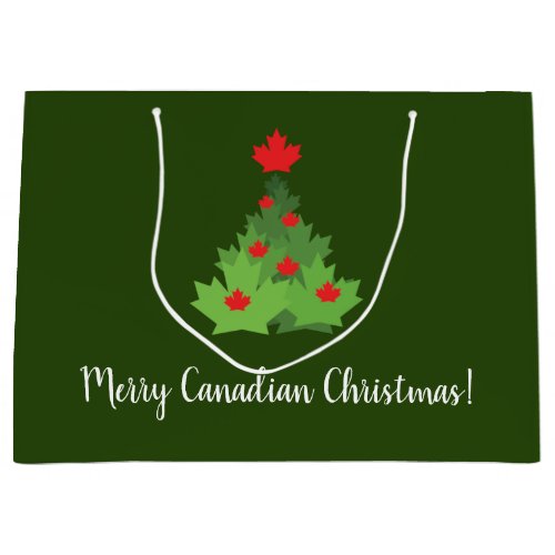Merry Canadian Maple Leaf Flag Christmas Large Gift Bag