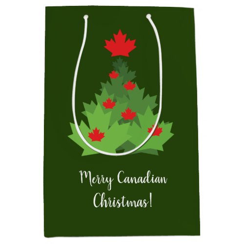 Merry Canadian Maple Leaf Flag Christmas Medium Gift Bag