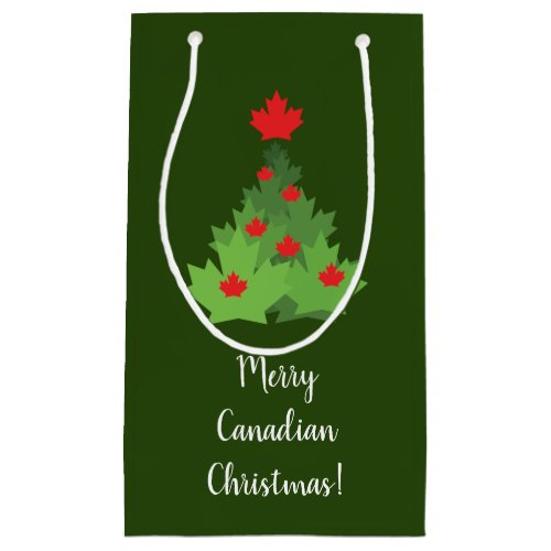Merry Canadian Maple Leaf Flag Christmas Small Gift Bag
