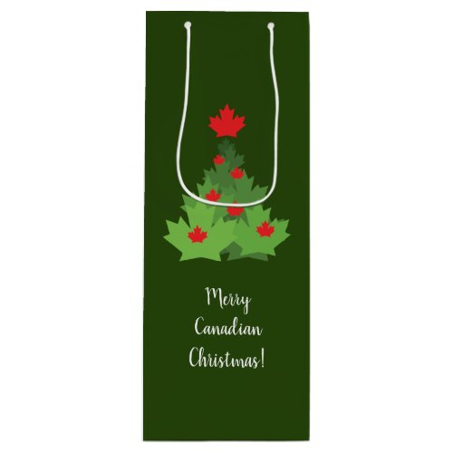 Merry Canadian Maple Leaf Flag Christmas Wine Gift Bag