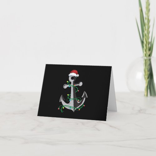 Merry Captain Santa Xmas Light Anchor Christmas Card