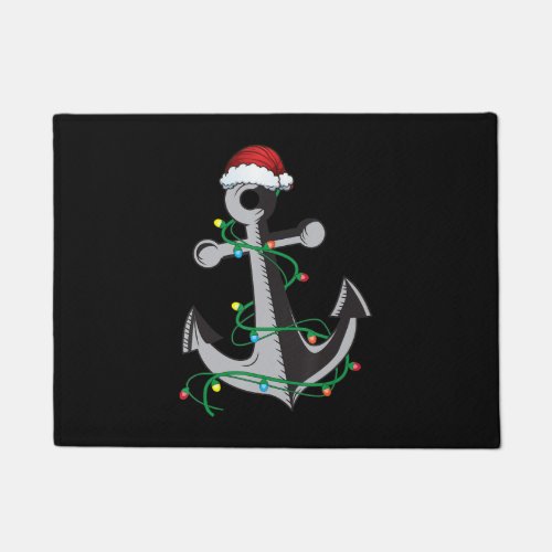 Merry Captain Santa Xmas Light Anchor Christmas Doormat