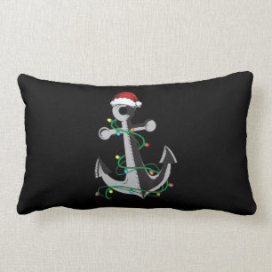 Merry Captain Santa Xmas Light Anchor Christmas Lumbar Pillow