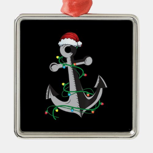 Merry Captain Santa Xmas Light Anchor Christmas Metal Ornament