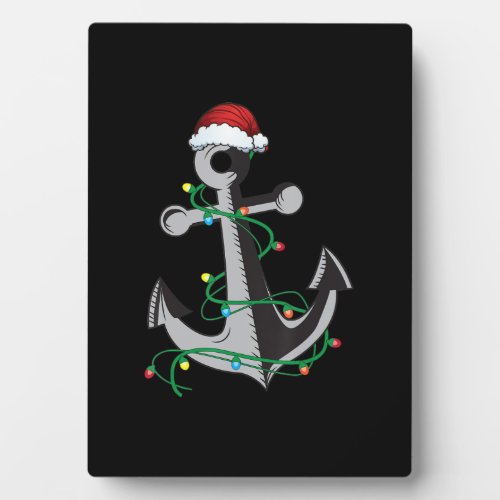 Merry Captain Santa Xmas Light Anchor Christmas Plaque