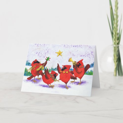 Merry Cardinal Christmas Quartet Holiday Card
