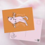Merry Cat-mas Pink Cat Christmas Light Holiday Postcard<br><div class="desc">Have a merry cat-mas with this cute pink cat Christmas postcard! A hand illustrated cat with lights makes these festive and fun.</div>