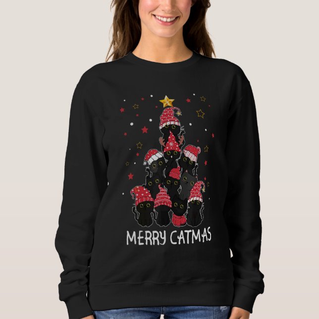 Merry Cat Mas Santa Black Cat Christmas 2022 Sweatshirt (Front)