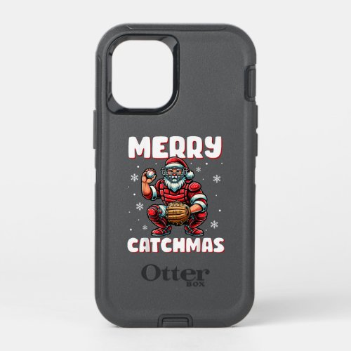 Merry Catchmas Santa Claus Baseball Catcher Xmas C OtterBox Defender iPhone 12 Mini Case