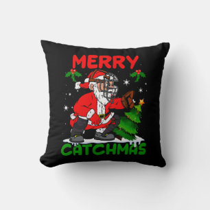 Merry Catchmas Santa Claus Baseball Catcher Xmas C Throw Pillow