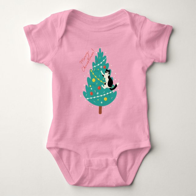 Merry Catmas - A Purr-fect Christmas Climb Baby Bodysuit (Front)