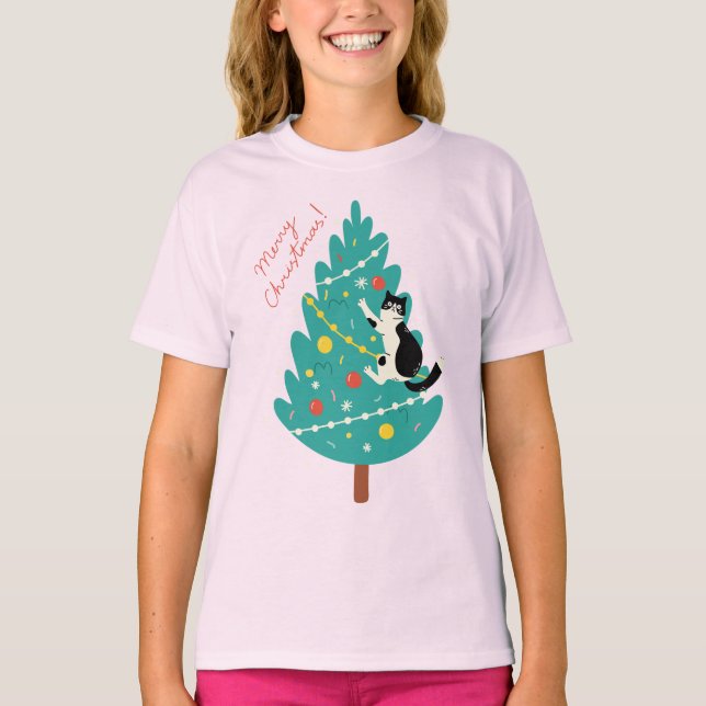 Merry Catmas - A Purr-fect Christmas Climb T-Shirt (Front)