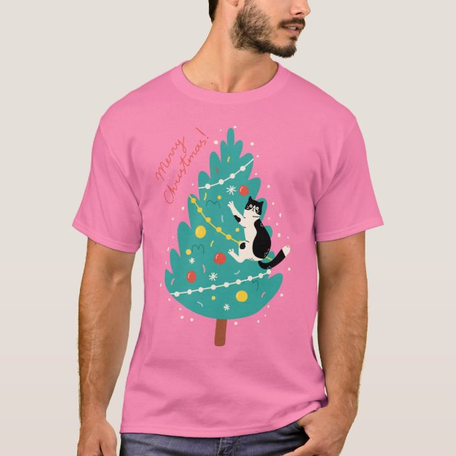 Merry Catmas - A Purr-fect Christmas Climb T-Shirt (Front)
