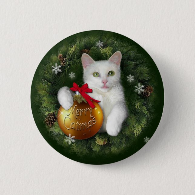 Merry Catmas Button (Front)
