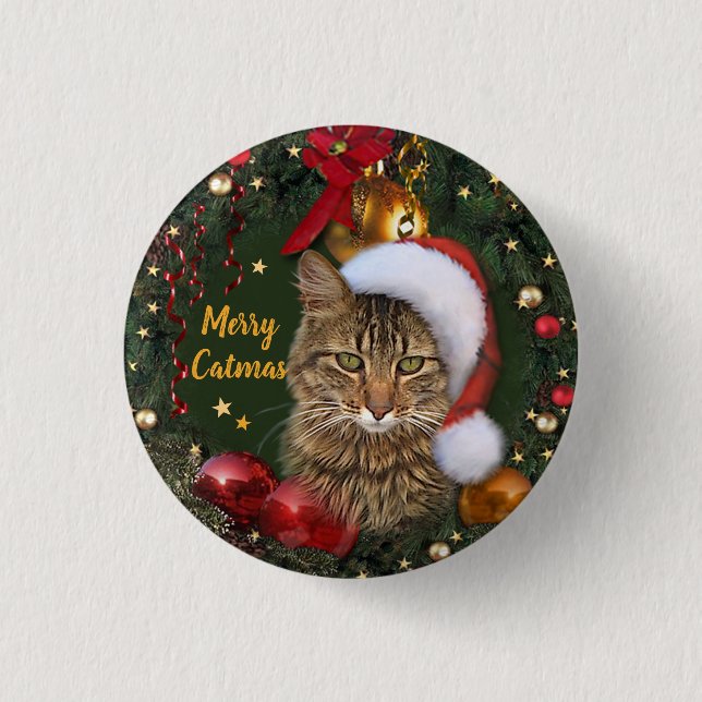 Merry Catmas Button (Front)