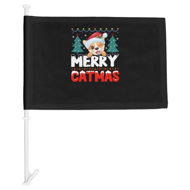 Merry Catmas   Car Flag (Front)