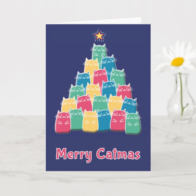 Merry Catmas Cat Christmas Card (Small Plant)