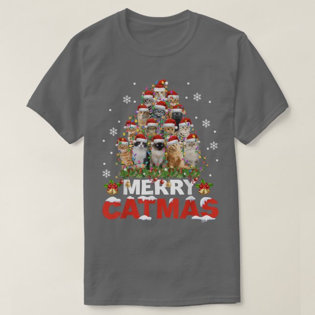Merry Catmas Cat Christmas Pajamas Xmas Ugly Sweat T-Shirt (Design Front)