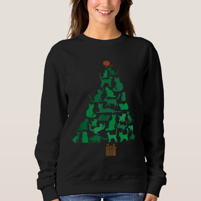 Merry Catmas Cat Christmas Tree, Meowy Catmas Sweatshirt (Front)