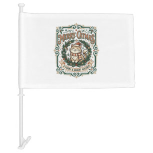 Merry Catmas Cat Christmas Vintage Vector Art Shir Car Flag