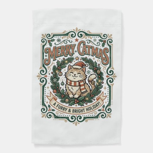 Merry Catmas Cat Christmas Vintage Vector Art Shir Garden Flag