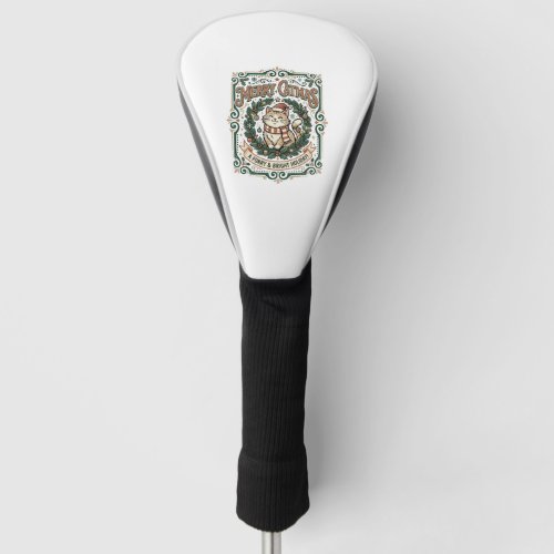 Merry Catmas Cat Christmas Vintage Vector Art Shir Golf Head Cover