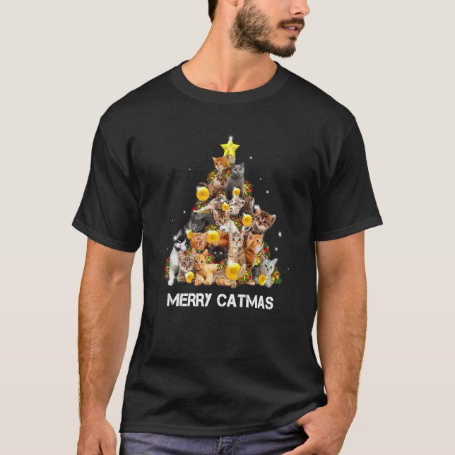 Merry Catmas Cat Mom Cat Dad Cat Boys Cat Christma T-Shirt (Front)