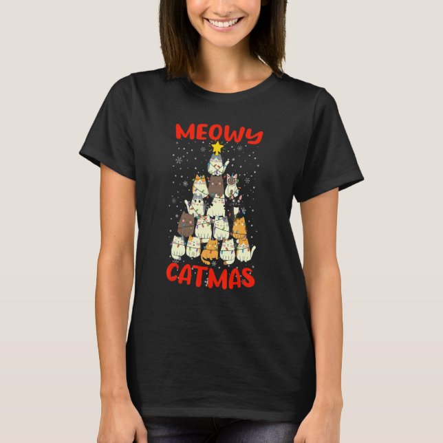 Merry Catmas  Cat Mom Cat Dad Christmas Cat  2 T-Shirt (Front)