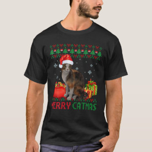Merry Catmas Cat Ugly Christmas Abyssinian Mom Dad T-Shirt