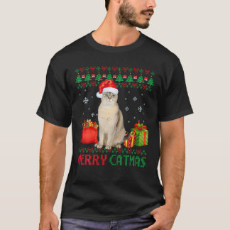 Merry Catmas Cat Ugly Christmas Burmilla Mom Dad T-Shirt