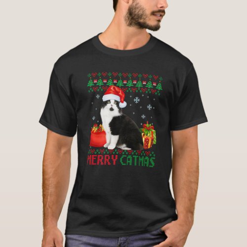 Merry Catmas Cat Ugly Christmas Cymric Mom Dad T_Shirt