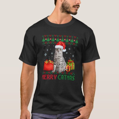 Merry Catmas Cat Ugly Christmas Egyptian Mau Mom D T_Shirt
