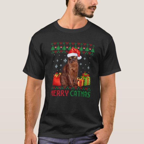 Merry Catmas Cat Ugly Christmas Havana Brown Mom D T_Shirt