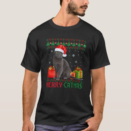 Merry Catmas Cat Ugly Christmas Korat Cat Mom Dad T_Shirt