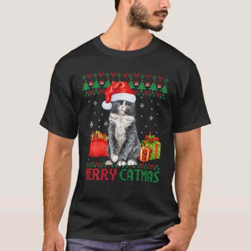 Merry Catmas Cat Ugly Christmas Norwegian Forest C T_Shirt