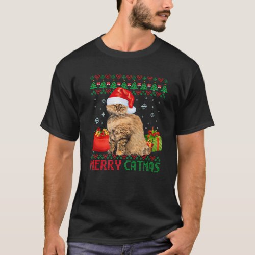 Merry Catmas Cat Ugly Christmas Selkirk Rex Cat Mo T_Shirt